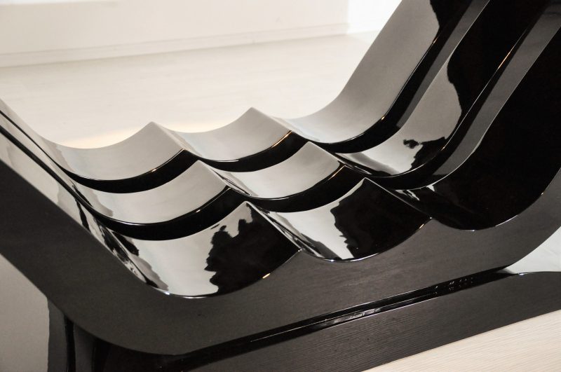 Großer Art Deco Esstisch in Hochglanz Schwarz