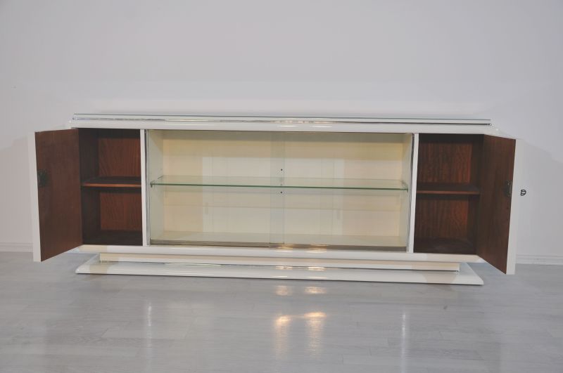 Art Deco Lowboard in Hochglanzweiß