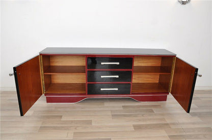 Lowboard im roten und schwarzen Art-Deco-Stil