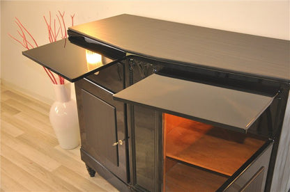 Black Art Deco Commode with Leather Details