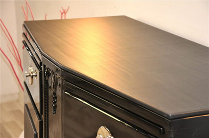 Black Art Deco Commode with Leather Details