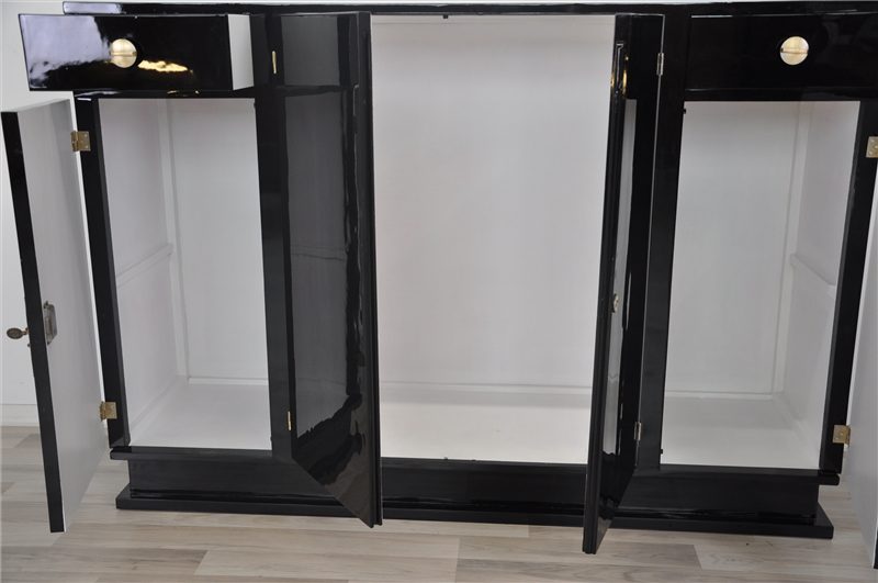 Art Deco Design Highboard with Brass Fittings
