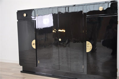 Art Deco Design Highboard with Brass Fittings