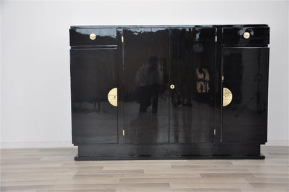 Art Deco Design Highboard with Brass Fittings