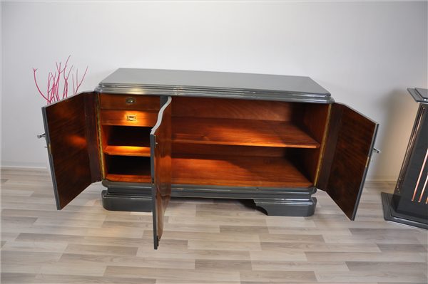 Graues, metallisches Sideboard im Art-Deco-Stil