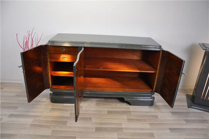 Graues, metallisches Sideboard im Art-Deco-Stil
