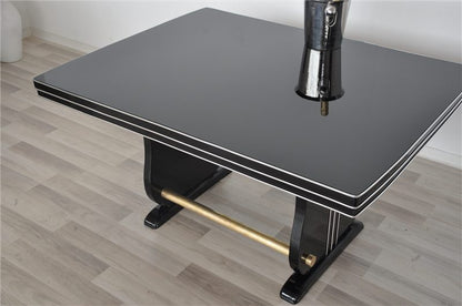 Wohnzimmertisch im Art-déco-Stil mit Messingbeschlägen