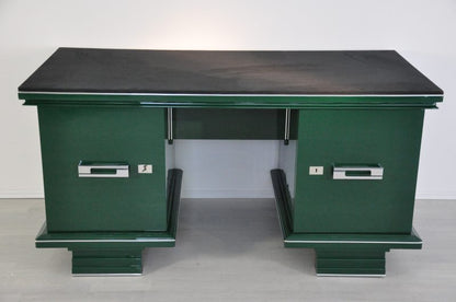Art-Deco-Schreibtisch in Jaguar Racing Green