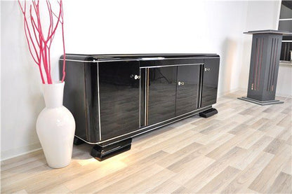 Art-Deco-Lowboard mit geschwärztem Glas
