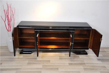 Art-Deco-Lowboard mit geschwärztem Glas