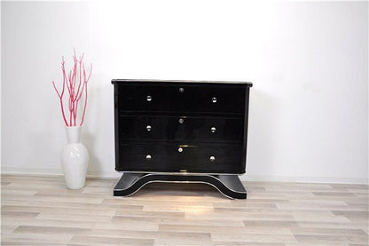 Art Deco Commode with a Curved Foot in Highgloss Black