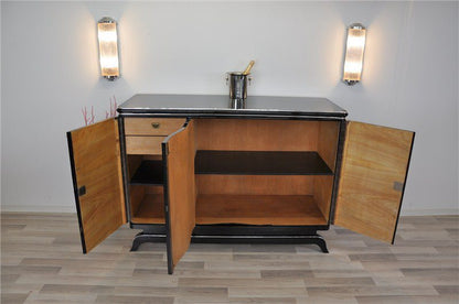 Wundervolles Art Deco Highboard mit Chromgriffen