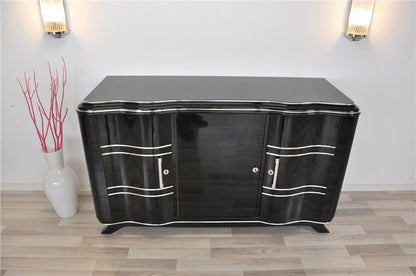 Elegantes Art Deco Sideboard in Hochglanzschwarz