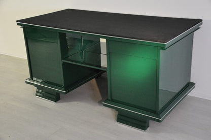 Art-Deco-Schreibtisch in Jaguar Racing Green