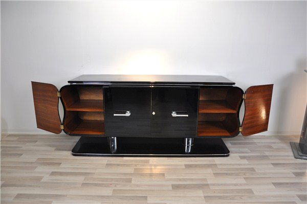 Gebogene Anrichte oder Sideboard im Art-Deco-Stil