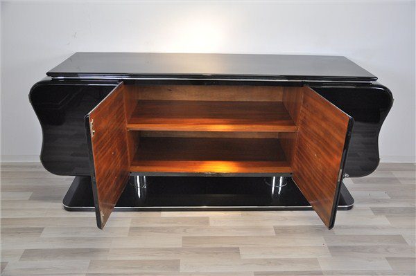 Gebogene Anrichte oder Sideboard im Art-Deco-Stil