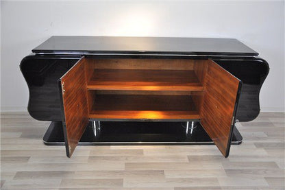 Gebogene Anrichte oder Sideboard im Art-Deco-Stil