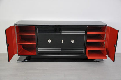 XXL Art Deco Chromliner mit rotem Barfach