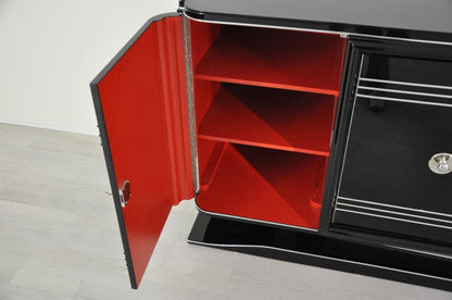 XXL Art Deco Chromliner mit rotem Barfach