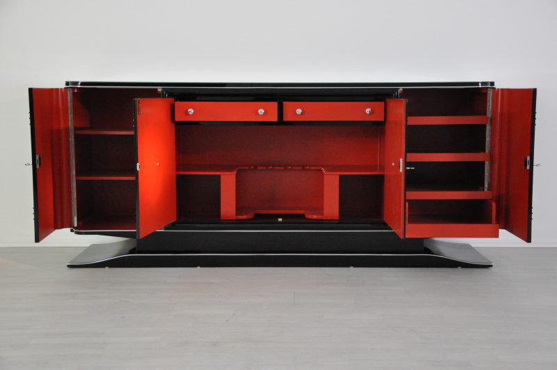 XXL Art Deco Chromliner mit rotem Barfach