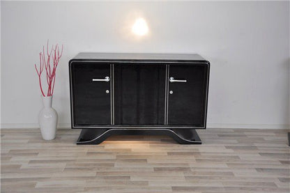 Art-Deco-Sideboard, Hochglanzschwarz