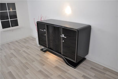 Art-Deco-Sideboard, Hochglanzschwarz