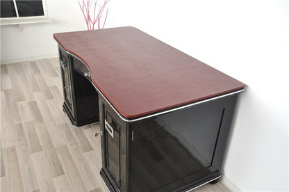 Art Deco Desk with Bordeaux Red Leather Plate