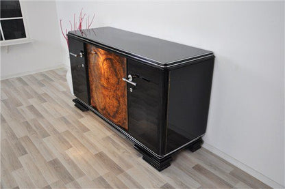 Art-Deco-Buffet mit einzigartiger Front aus Walnussholz