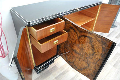 Art-Deco-Buffet mit einzigartiger Front aus Walnussholz