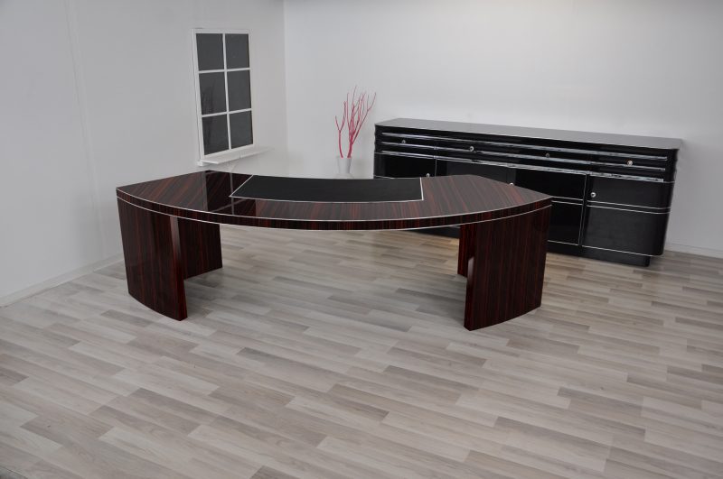 XXL Art Deco Schreibtisch mit Makassar Furnier