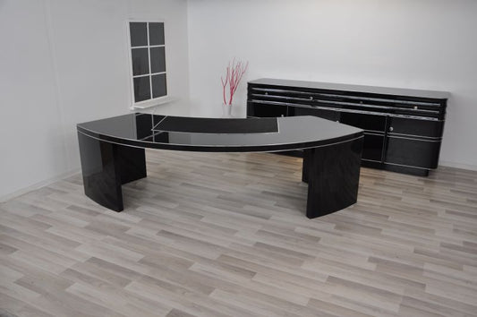 Vintage Bauhaus Extra Large Desk in High Gloss Black