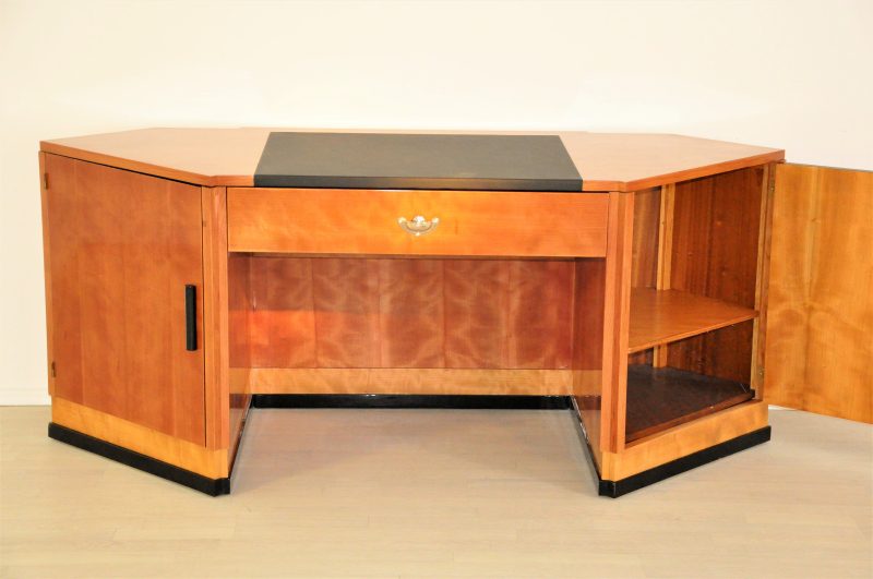 Hexagonal Art Deco Desk made of Cherry and Mahogany Wood