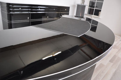 Vintage Bauhaus extra großer Schreibtisch in Hochglanz Schwarz