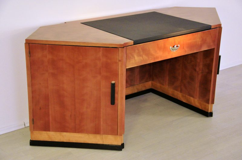 Hexagonal Art Deco Desk made of Cherry and Mahogany Wood