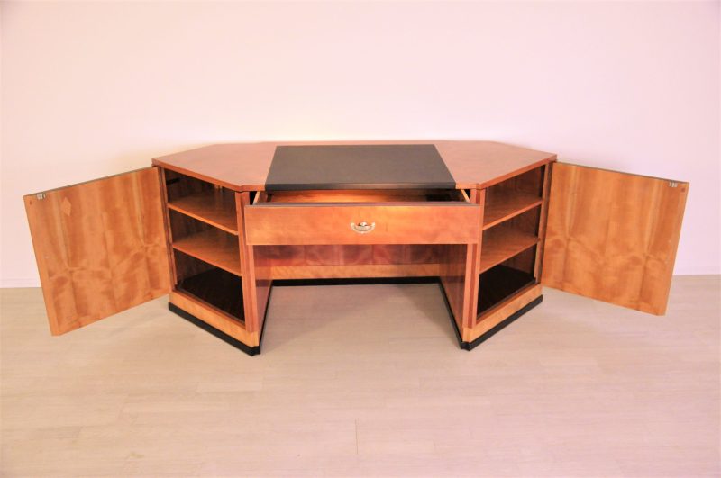 Hexagonal Art Deco Desk made of Cherry and Mahogany Wood