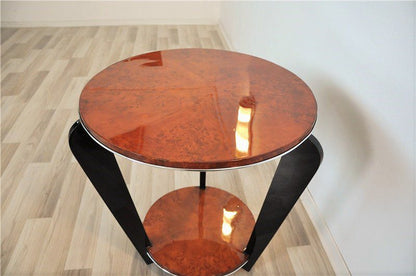 Beistelltisch im Art-Deco-Stil mit Wurzelholzfurnier
