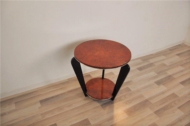 Beistelltisch im Art-Deco-Stil mit Wurzelholzfurnier