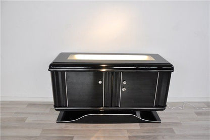 Schwarze Art-Deco-Kommode mit Beleuchtung
