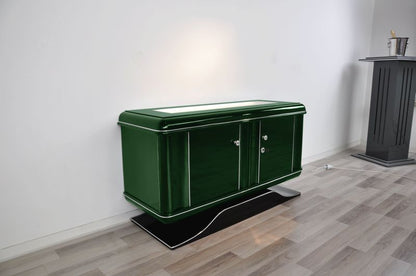 Art Deco Kommode Jaguar Racing Green beleuchtet