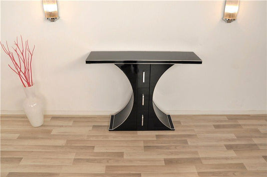Gebogener Konsolentisch im Art-Deco-Stil mit Schubladen
