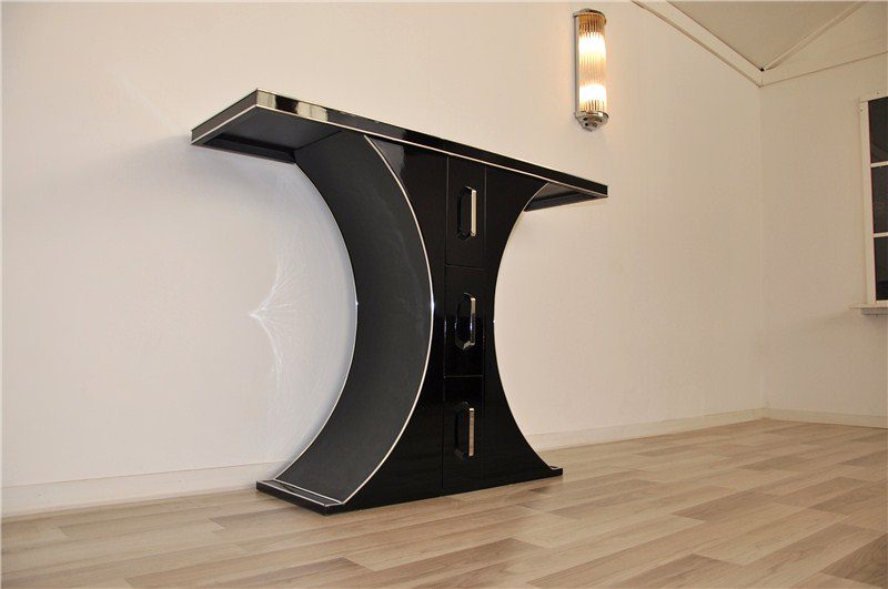 Curved Art Deco Style Console Table with Drawers