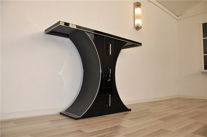 Curved Art Deco Style Console Table with Drawers
