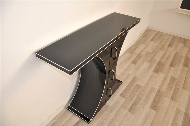 Curved Art Deco Style Console Table with Drawers