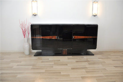 Schwebendes Art-Deco-Buffet mit edlen Holzdetails