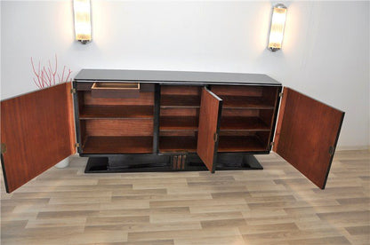 Schwebendes Art-Deco-Buffet mit edlen Holzdetails