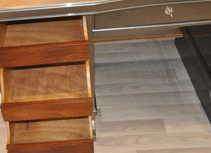 Belgischer Art-Deco-Schreibtisch in Metallic-Grau