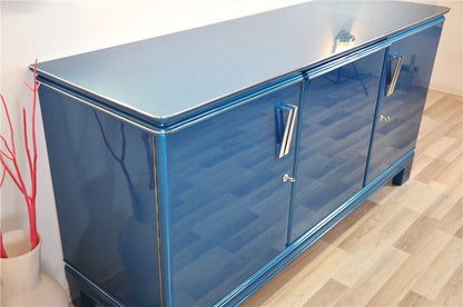 Art-Deco-Sideboard, Metallicblau