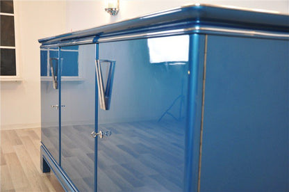 Art-Deco-Sideboard, Metallicblau