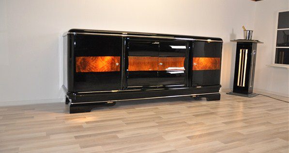 Large Art Deco Sideboard with Walnut Details