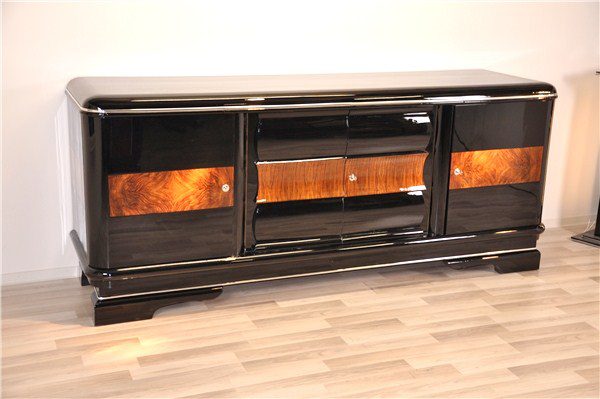 Large Art Deco Sideboard with Walnut Details